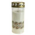 Floristik24 Kapų žvakės baltos rožės gedulo šviesa atminimo lemputė Ø7cm A18cm 130h 2vnt