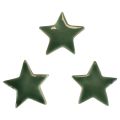 Floristik24 Medinės žvaigždės kalėdinė puošmena taškinė dekoracija žalias blizgesys Ø5cm 8vnt