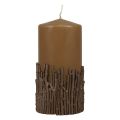 Floristik24 Stulpo žvakių šakos dekoro žvakė ruda karamelė 150/70mm 1 vnt