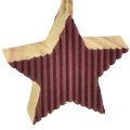 Floristik24 Kalėdų eglutės papuošimai medinė širdelė žvaigždutė raudona 4,5cm 9vnt