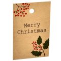 Floristik24 Dovanų etiketės Linksmų Kalėdų popierius natūralus rudas 8,5×5,5cm 20 vnt
