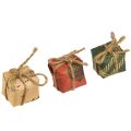 Floristik24 Popierinės dovanų dėžutės mini rinkinys, raudona-žalia-natūrali, 2,5x3 cm, 18 vnt - Kalėdinė puošmena