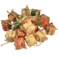 Floristik24 Popierinės dovanų dėžutės mini rinkinys, raudona-žalia-natūrali, 2,5x3 cm, 18 vnt - Kalėdinė puošmena