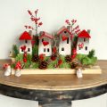 Floristik24 Romantiški keraminiai namai su širdies motyvu 3 rinkinyje - raudoni ir natūralūs tonai, 10,9 cm - meilės dizaino žibintai