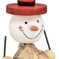 Floristik24 Sniego senis iš medžio dekoratyvinė figūrėlė su kepure raudona natūrali H20,5cm