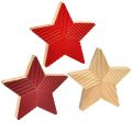 Floristik24 Žvaigždės medinės puansetijos rievėtos raudonos natūralios 11cm 3vnt
