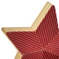 Floristik24 Žvaigždės medinės puansetijos rievėtos raudonos natūralios 11cm 3vnt