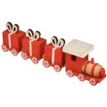 Floristik24 Medinis traukinys su dovanų dėžutėmis, raudona ir balta, rinkinys 2, 18x3x4,5 cm - Kalėdinė puošmena